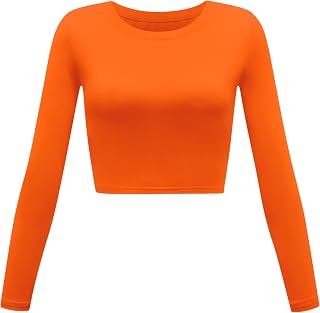 Womens Long Sleeve Crop Tops Basic Teen Girl Clothes Casual Cute Yoga Shirts Layering Slim Fitted Workout T-Shirt