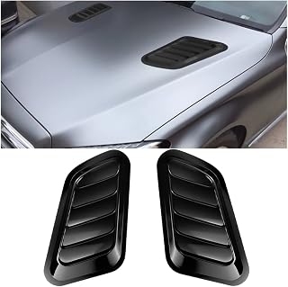 Blilo 2PCS Hood Air Vents, Hood Scoop Bonnet Intake Cover, Black | 13x7 Inch, Universal fit, flat top surfaces, ABS plastic, adhesive tape, decorative trim, exterior accessories