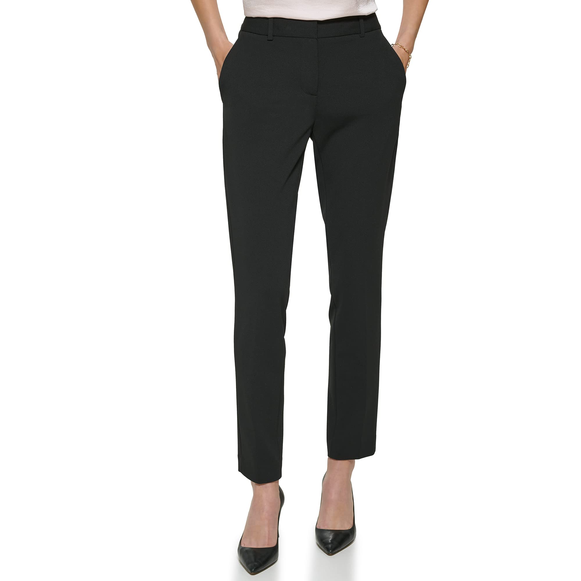 DKNY Mujer Elástico Crepe Cintura Fija Pantalones Clásicos