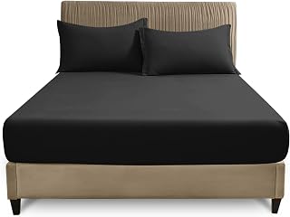 GC GAVENO CAVAILIA Single Fitted Sheet 25cm Deep | Black Polycotton Bed Sheet | Soft & Breathable Easy Care Bedding with Elastic Corners | Single Mattress Bottom Sheet - (90 x 190 cm)