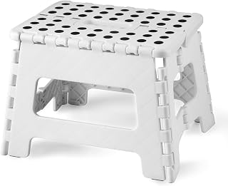PandaEar Folding Step Stool, 9 Inch Lightweight Foldable Stool Kids Step Stool for Kitchen Bathroom Home Bedroom, Sturdy Kid Foot Stepping Stool, White