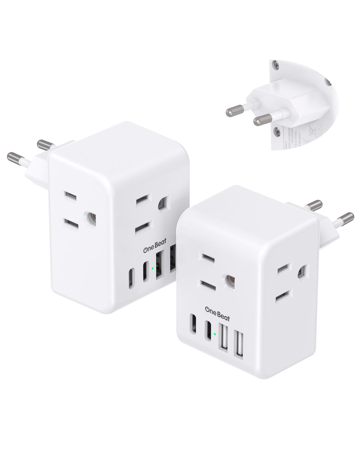 2 Pack European Travel Plug Adapter, Type C Plug Adapter Travel Essentials | Int