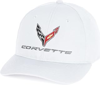 C8 Corvette Hat - Next Generation StayDri Adjustable Performance Cap - Officially Licensed by GM (White)