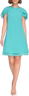 Jessica Howard Women's Flutter Sleeve Mini Sheath Boat Neck Dress