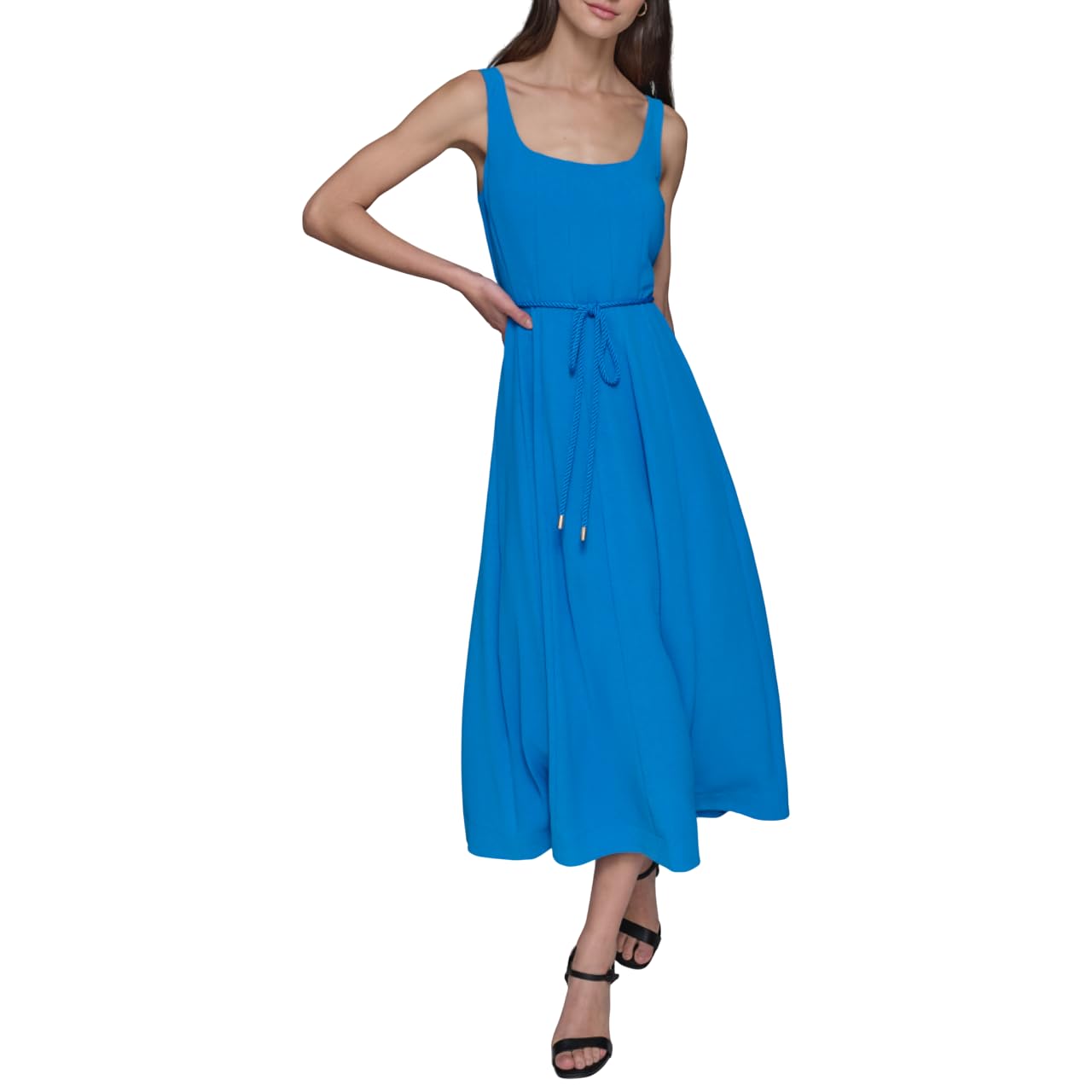 Karl Lagerfeld Paris Sleeveless Scoop Neck Rope Belt A-Line Maxi Dress Women's D