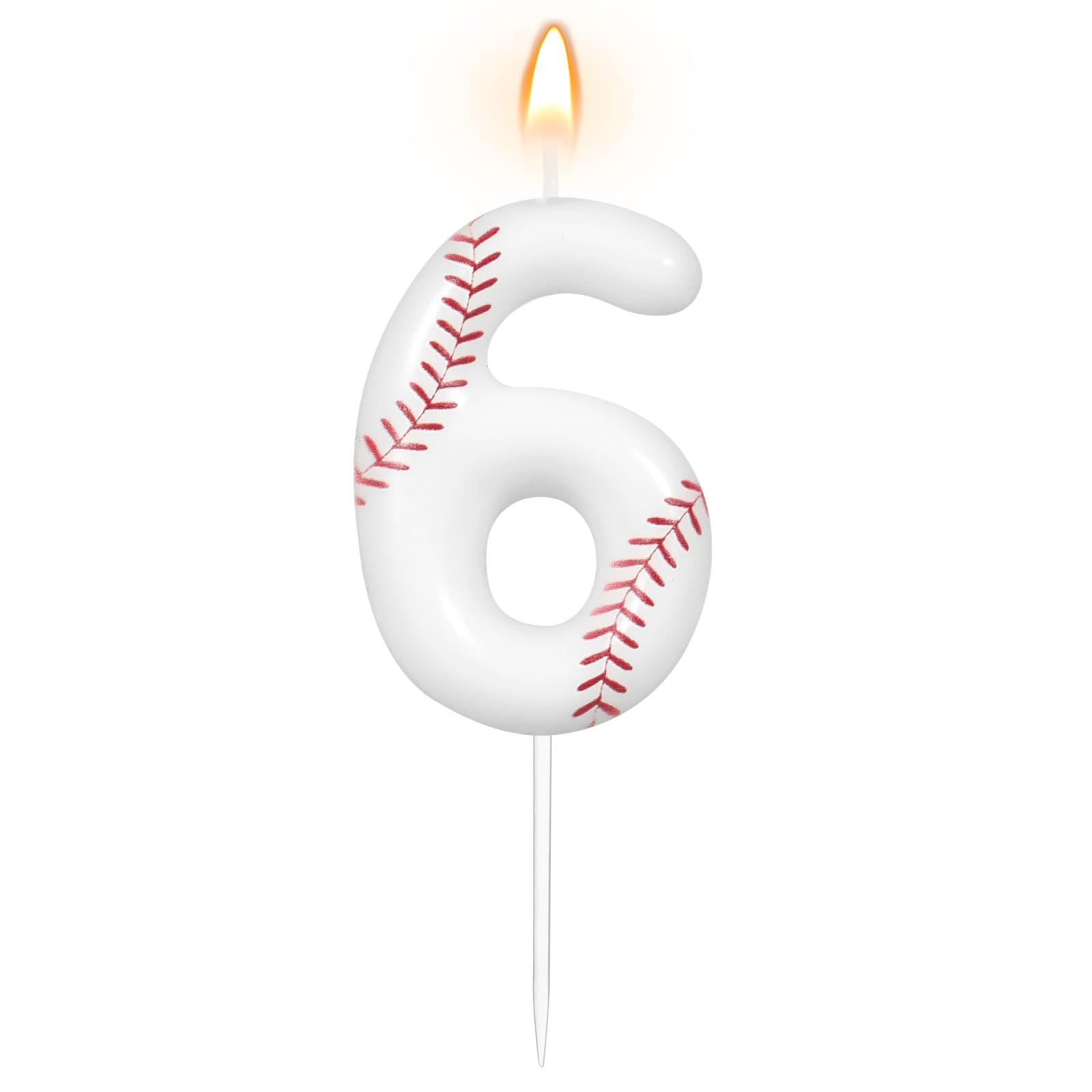 AKURIEEY White Baseball Birthday Number 6 Candles Sports Theme Party Decorations