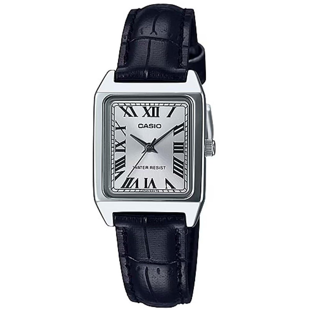 Casio LTP-V007L-7B1 Women's Rectangular Leather Strap Silver Roman Dial Dress Wa