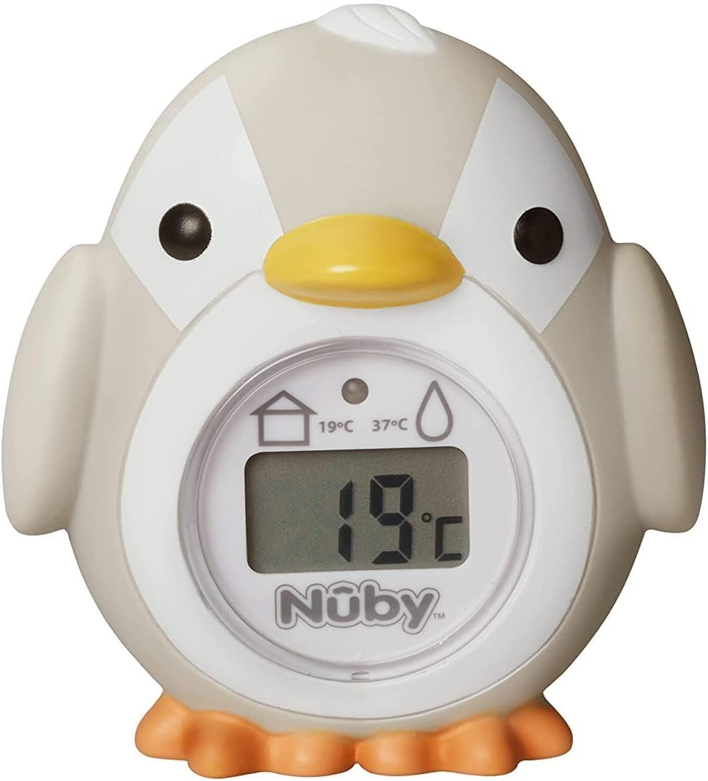 Nuby Penguin Baby Bath Thermometer - Digital Thermometer with Easy to Read Scree