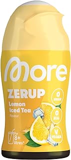 MORE Zerup, Lemon Iced Tea, 65 ml, Holds up to 8 litres of ready-to-drink | Sugar-free syrup with real fruit extracts, vegan, zero calories - made in Germany