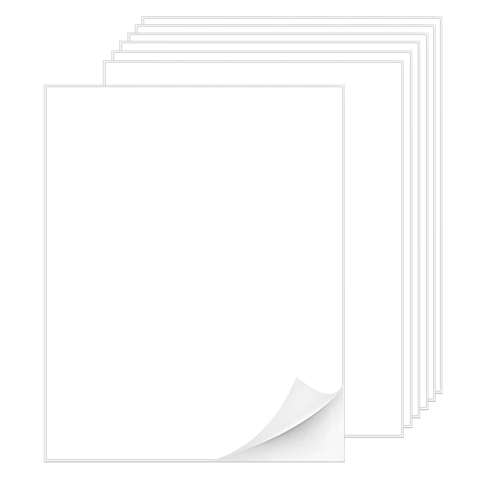 Printable White Sticker Labels, 50 Sheets 8.5" x 11" Full Sheet Label Stickers P