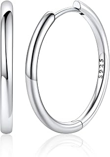 Silvora 925 Sterling Silver Hoop Earrings for Women, Small Huggie Hoops