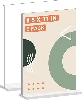 Acrylic Sign Holder 8.5 x 11 Inch, 2 Pack Flyer Display Holder Sign Stand
