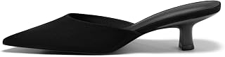 Coutgo Womens Kitten Low Heels Mules Closed Pointed Toe Pumps Slip On Backless Dress Shoes