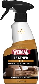 Weiman Leather Cleaner, Conditioner &amp; Protector, Car Interior &amp; Furniture | Cleans Conditions and Restores Leather Surfaces, UV Protectants Help Prevent Cracking or Fading