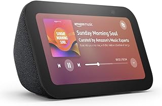 Echo Show 5 (Newest gen), Smart display and alarm clock with clearer sound, Charcoal, with Alexa+ Early Access