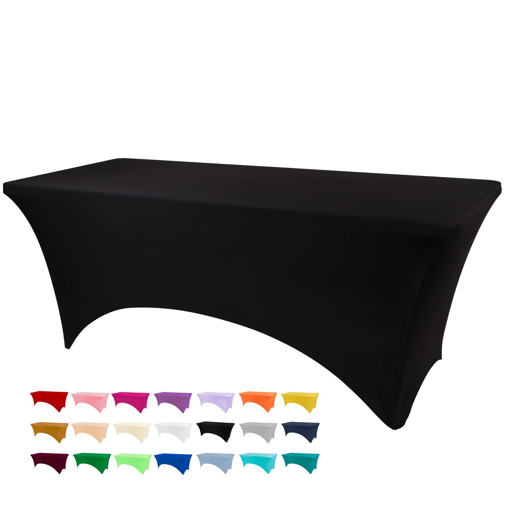 BDDC 6ft Black Stretch Spandex Fitted Table Cloth for 6 Foot Tables | GRS-Certif