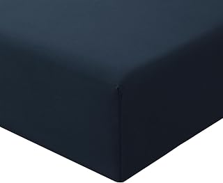 RUIKASI Double Fitted Sheet Deep 40cm Pocket, Navy Blue 135x190cm