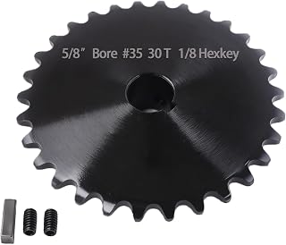 #35 Sprocket 30T 5/8" Bore Hardened Black Oxide | #35：1045 steel hardened teeth, black oxide finish, stepped bore with 2 set screws & key. For ANSI #35 roller chain.
