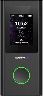 TravelWiFi Sapphire 5G Mobile Hotspot, Portable WiFi Hotspot for Travel, CloudSIM Technology, Large Touch Screen, Network Congestion Monitoring, Preloaded 5GB Free Global Data, Optional Sim Card Slot