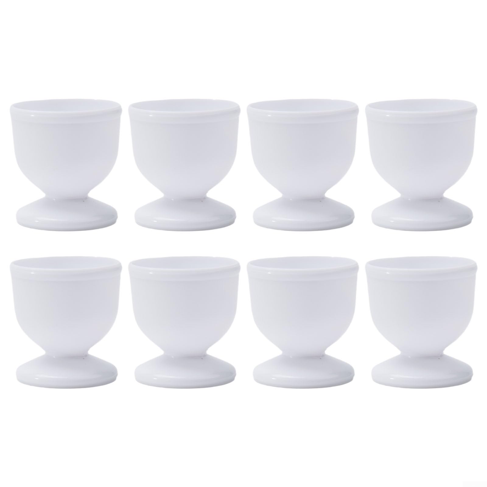Plastic Egg Cup Set for Hard and Soft Boiled Eggs, White Egg Serving Cups Holder