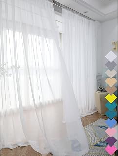 Window White Sheer Curtains 120 Inches Long 2 Panels White Sheer Curtains Basic Rod Pocket Panel for Bedroom Children Living Room Yard Kitchen