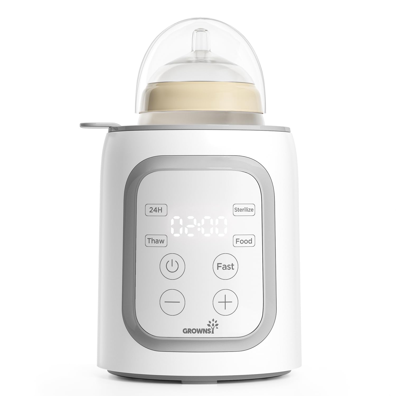 Grownsy 8-in-1 OG Fast Bottle Warmer with Timer, Gray | Fast & Even Heating, Nut