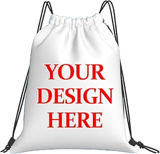 Custom Design Your Unique Drawstring Backpack Personalized Drawstring Bag Add Logo Photo Text Name Customized Backpack For Camping Travelling Yoga And Everyday Use, White
