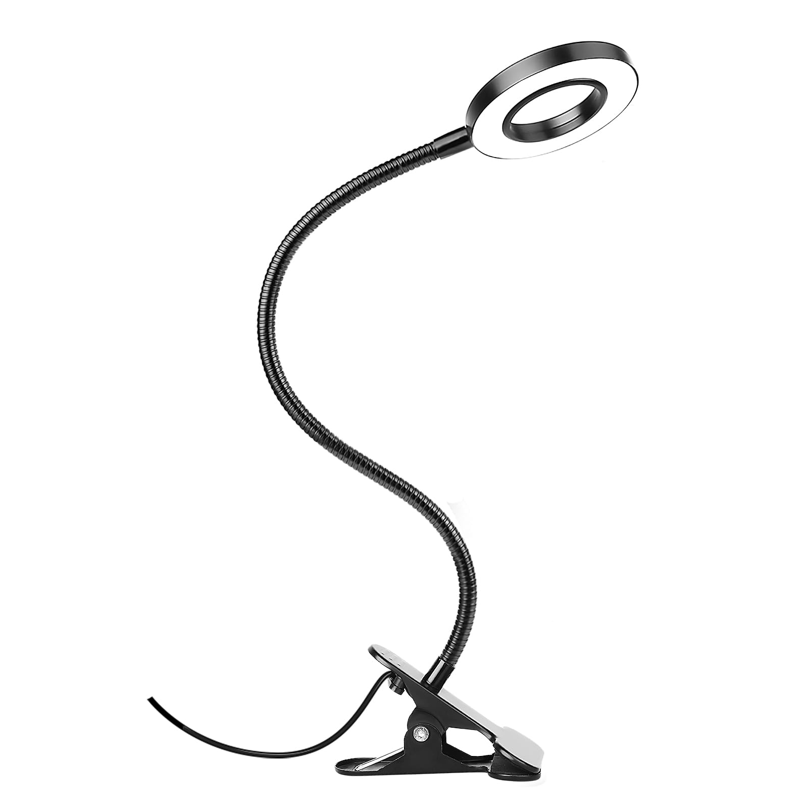 Woputne Desk Lamp Clip on Light for Bed Book Reading (Black) | 10 Dimmable Brigh