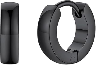 FaithHeart Stainless Steel Black/Silver/Gold Hoop Earrings for Men - Hypoallergenic Small Huggie Hoop Earrings Lightweight Sleeper Earrings Waterproof Cartilage Piercing Jewelry Gift 7-16mm
