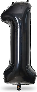 40 Inch Black Foil Balloon Number 1, Giant Self Inflating Number Balloons 0-9 Digital Helium Balloons Set for Girls Boys 1st Birthday Anniversary New Year's Eve Baby Shower Party Decorations Supplies