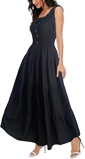 OSTOO Women's Summer 2025 Short Sleeve Boho Floral Print Multi-Layer Long Dress Flowy Casual
