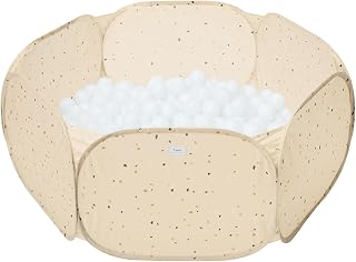 3 Sprouts Kids Pop-Up Ball Pit, Indoor, Balls Not Included, Terrazzo Beige | Piscine A Balle Bebe; large play pool; toddler play area; foldable storage; large indoor pool; nursery or playroom use.