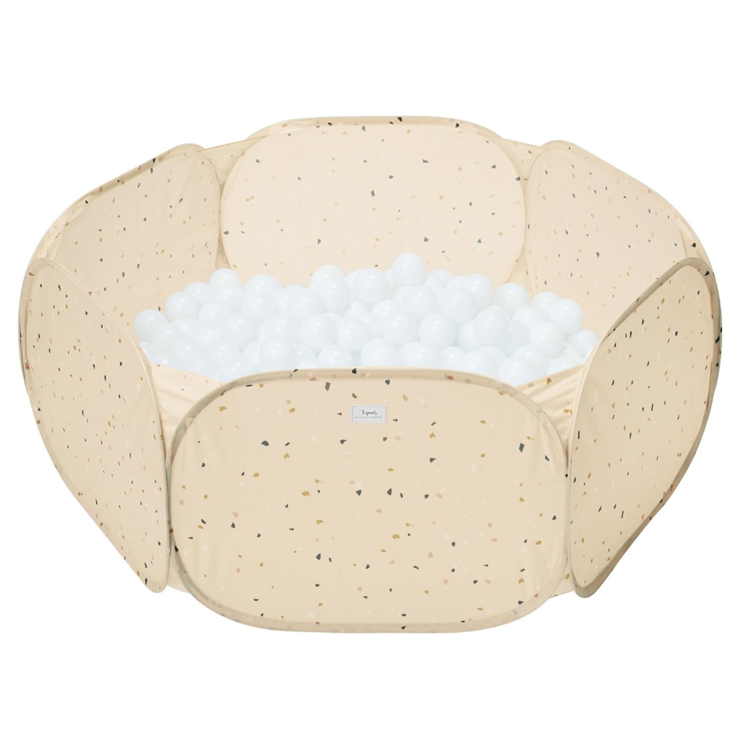 3 Sprouts Kids Pop-Up Ball Pit, Indoor, Balls Not Included, Terrazzo Beige | Pis