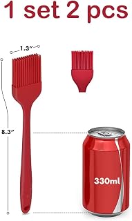 2 Pieces Silicone Heat Resistant Basting Brush Oil Butter Sauce Marinades for BBQ BBQ Baking Kitchen BPA Free Dishwasher Safe Red