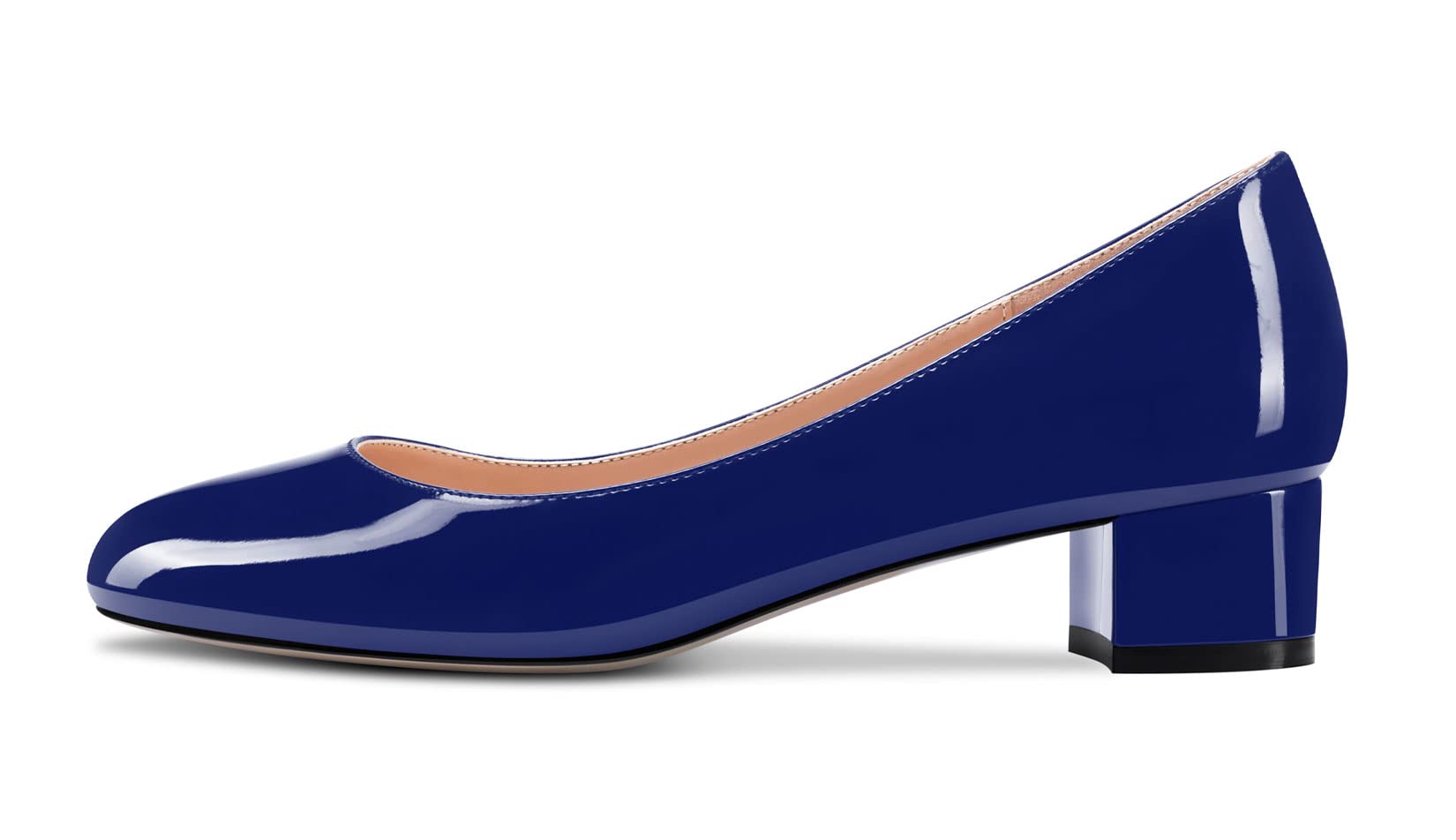CASTAMERE Chunky Wide Low Kitten Heel Round Closed Toe Pumps Slip-on Cute Classi