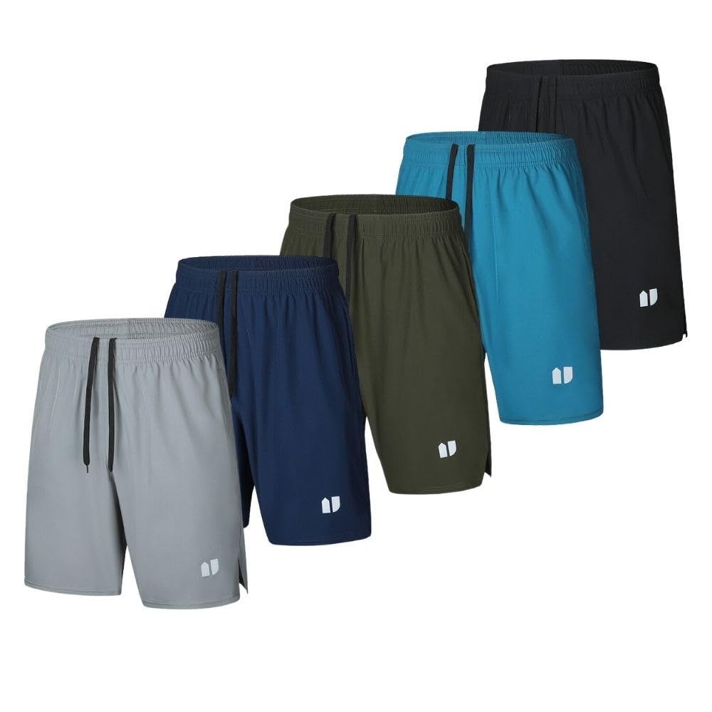 5 Pack Mens Running Shorts Quick Dry Jogging Shorts Mens Sports Shorts with Pock