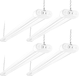 hykolity LED Shop Light 4FT 44W (300W Equivalent), 4600LM 5000K Daylight | Hanging or Surface Mount,Plug-in Utility Linkable Shop Light for Garage,Workshop,Warehouse,Energy Efficient,White,4 Pack