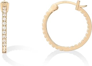 PAVOI 14K Gold Plated 925 Sterling Silver Post Cubic Zirconia Hoop Earrings