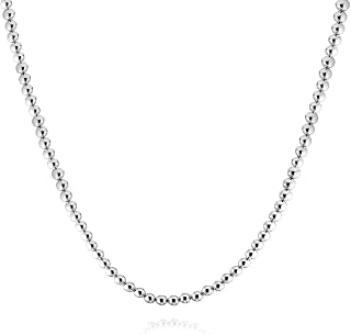 Savlano 925 Sterling Silver 3MM Handmade Bead Ball Strand Chain Necklace For Women - Made in Italy Comes With a Gift Box