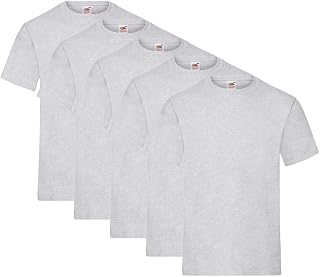 Fruit of the Loom Pack of 5 Heavy Cotton Men's T-Shirt + Free Web-Textilien24 Fabric Bag - S M L XL XXL 3XL - Various Colour Sets