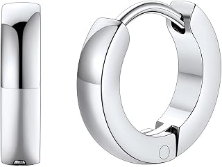 FaithHeart Stainless Steel Black/Silver/Gold Hoop Earrings for Men - Hypoallergenic Small Huggie Hoop Earrings Lightweight Sleeper Earrings Waterproof Cartilage Piercing Jewelry Gift 7-16mm