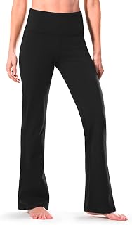 Safort Yoga Pants for Women V Back Long Flare Pants with 4 Pockets High Waist Elastic Running Pants