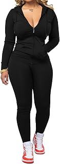 PINSV Women's 2 Piece Tracksuit Zip Hoodie and Leggings