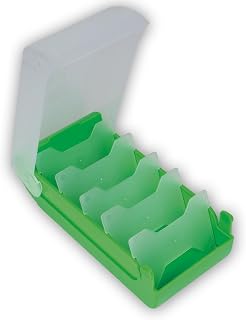 TimeTEX - Index Box Made of Robust Plastic, A8, Semi-Transparent with Retractable Lid, 5 Compartments Learning Method, 20 x 9 x 6.5 cm, Colour: Green