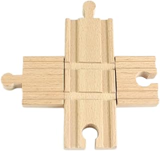 Wooden Train Track Cross Tracks Rail Station Accessory Compatible with Major Classic Toy Train
