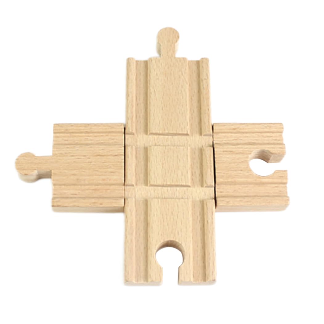 Wooden Train Track Cross Tracks Rail Station Accessory Compatible with Major Cla
