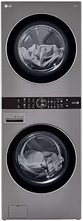 LG WashTower Stacked Smart Laundry Center 4.5 Cu.Ft. Front Load Washer & 7.4 Cu.Ft. Electric Dryer in Graphite Steel WKE100HVA