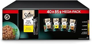 SHEBA Mini Fillets – Fresh Sauce, Poultry Selection for Adult Cats – 40 x 85 g