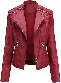 DEAR MODEL Faux Leather Jacket Women Bomber Jacket Women's Belted Motorcycle Jacket