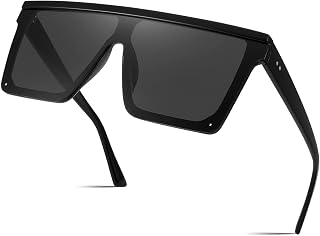 FEISEDY Fashion Oversize Flat Top Siamese Lens Rimless Sunglasses UV400 Streamlined Style Women Men B2470